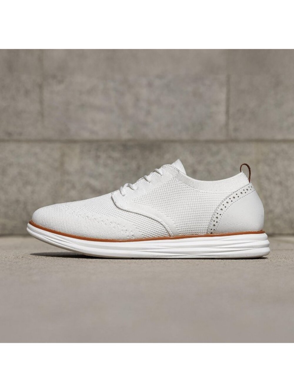 Men's White Knit Mesh Dress Sneakers Lace Up Casual Walking Oxford Shoes - Picture 4 of 6